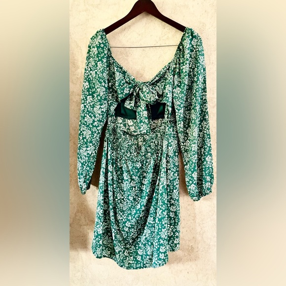 As U Wish Floral Green Long Sleeve Dress - Picture 3 of 6